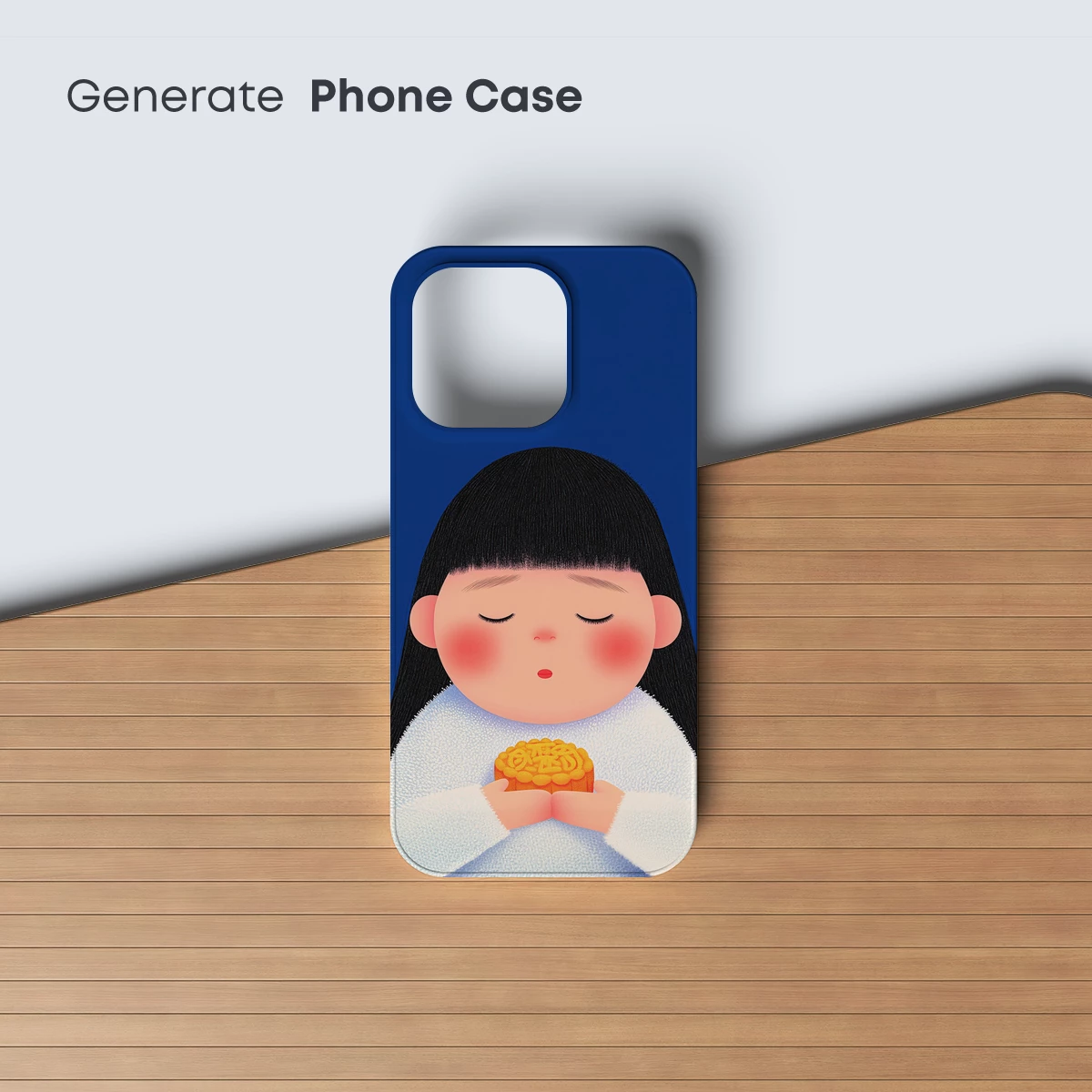 Charming Cartoon Girl with Festive Mooncake - Image 3