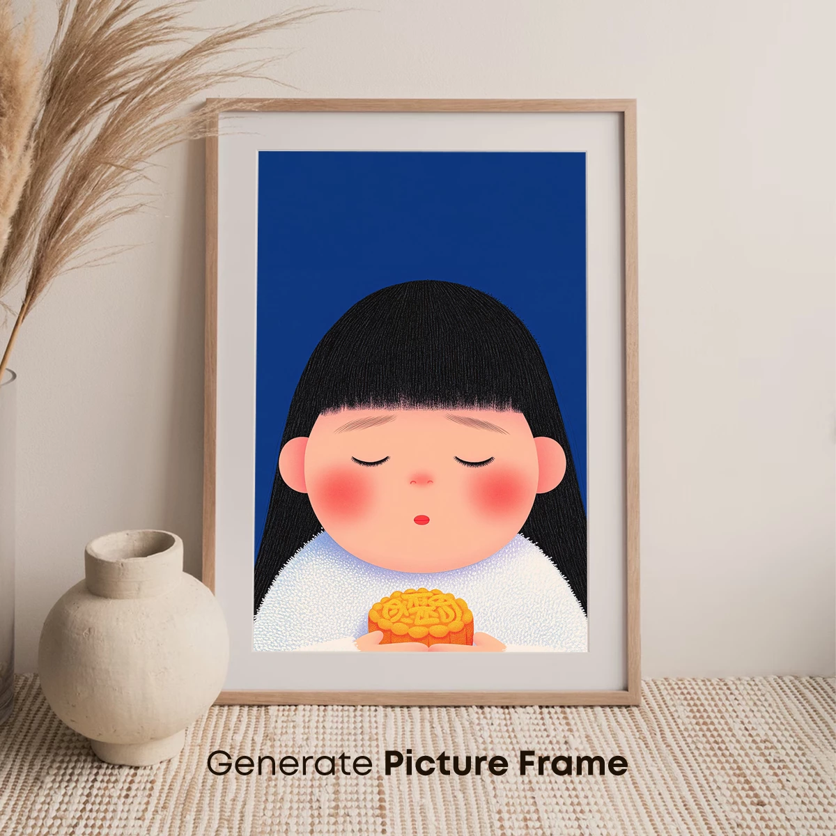 Charming Cartoon Girl with Festive Mooncake - Image 7