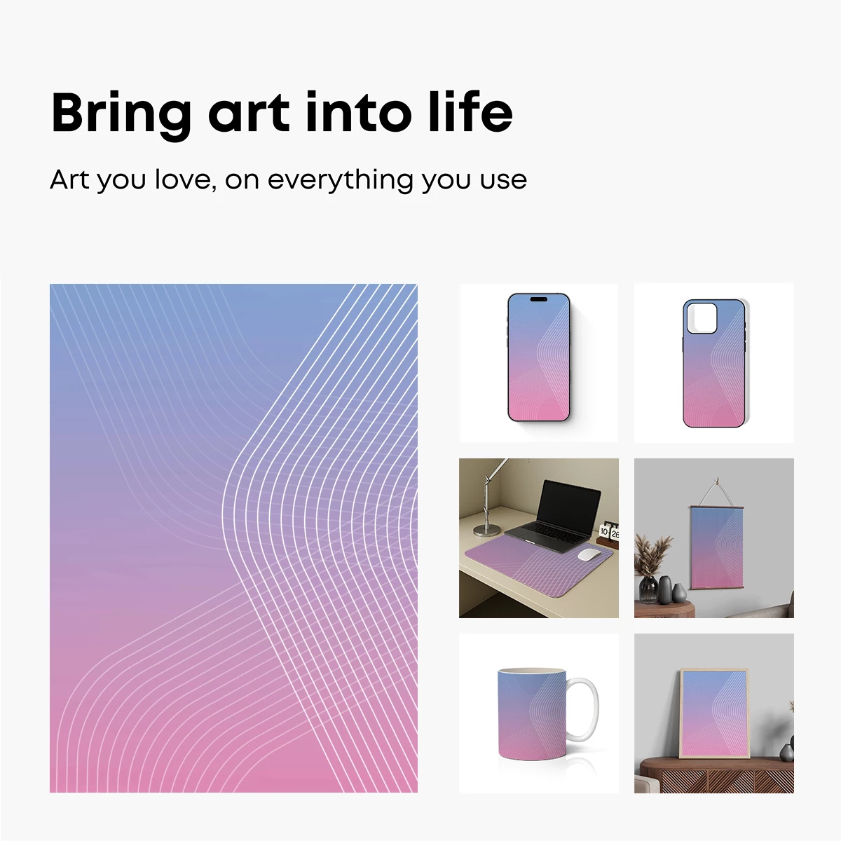 Gradient Flow: Wavy Lines in Pastel Harmony - Image 2