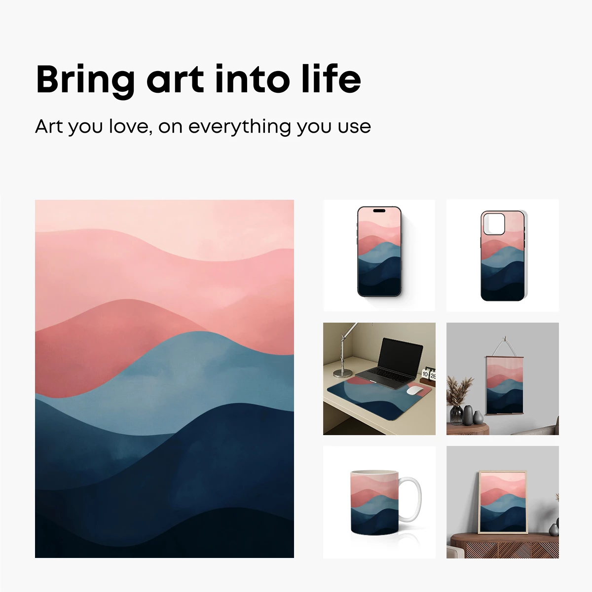 Abstract Horizon Layers: Pink and Blue Serenity