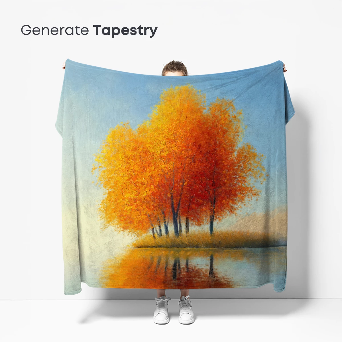 Autumn Reflections: Golden Trees Mirrored in Serene Waters - Image 5