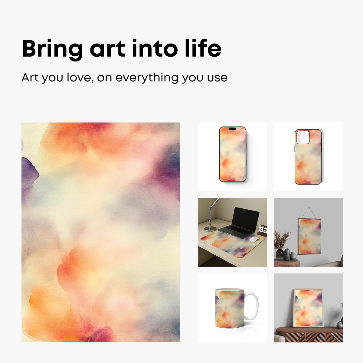 Abstract Floral Symphony in Watercolor Hues - Image 2