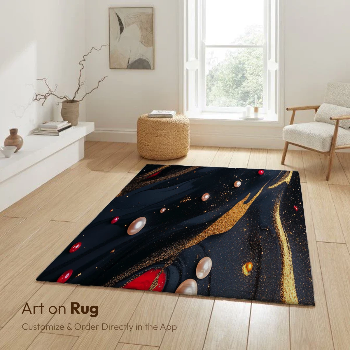 Elegant Abyss: Red, Gold, and Pearl Fusion - Image 6