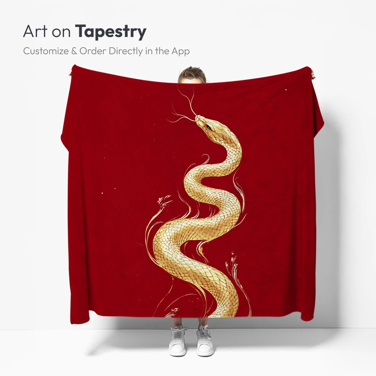 Golden Serpent in Crimson: Elegance Uncoiled - Image 5