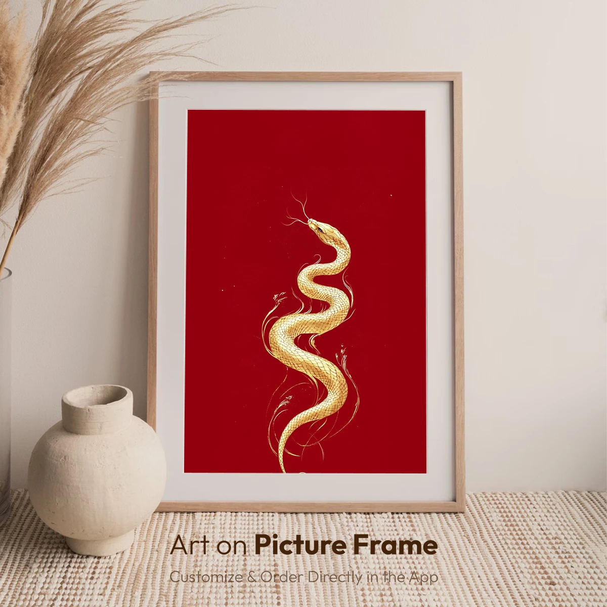 Golden Serpent in Crimson: Elegance Uncoiled - Image 7