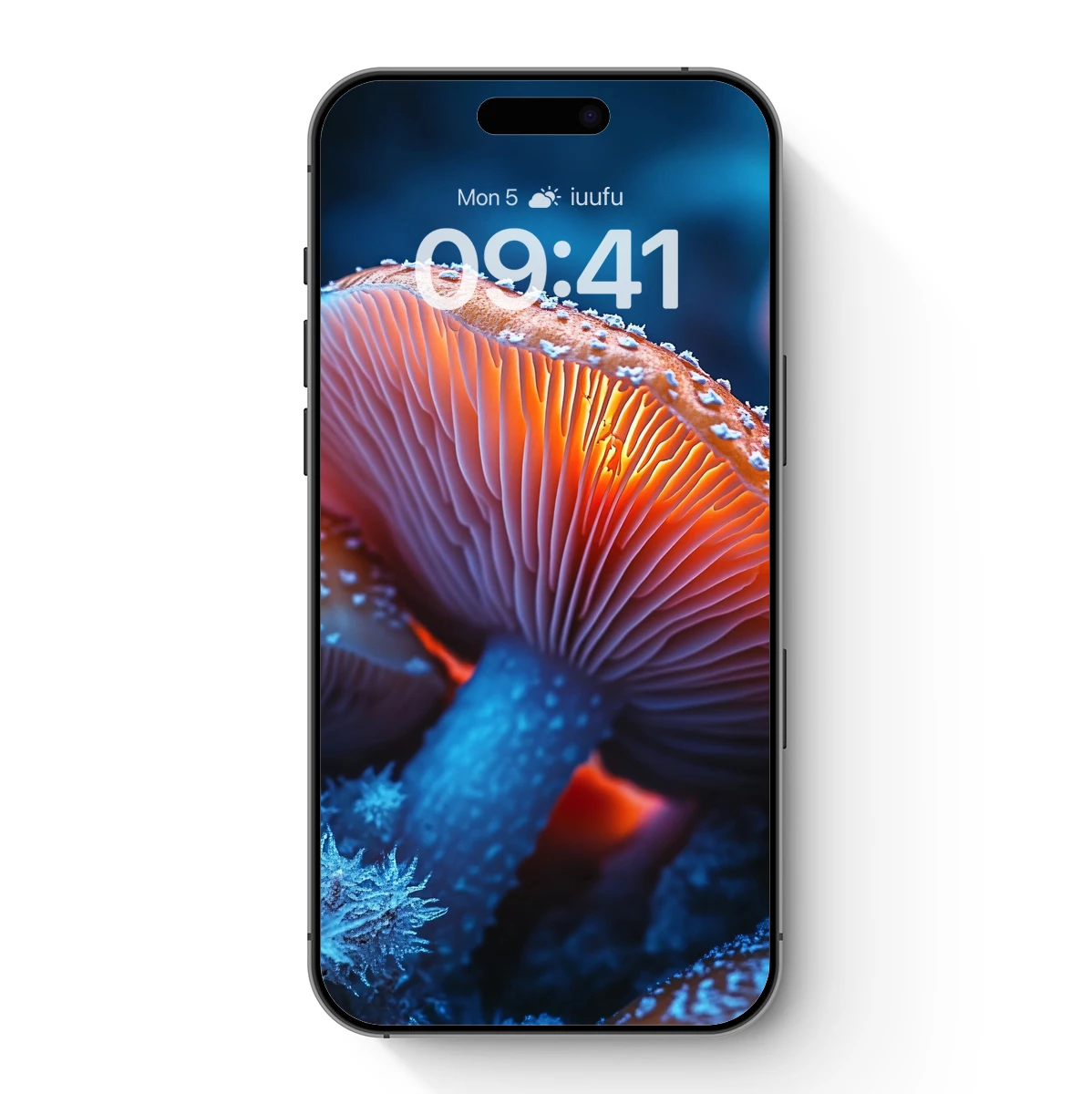 Illuminated Mushroom Gills in Frosty Forest