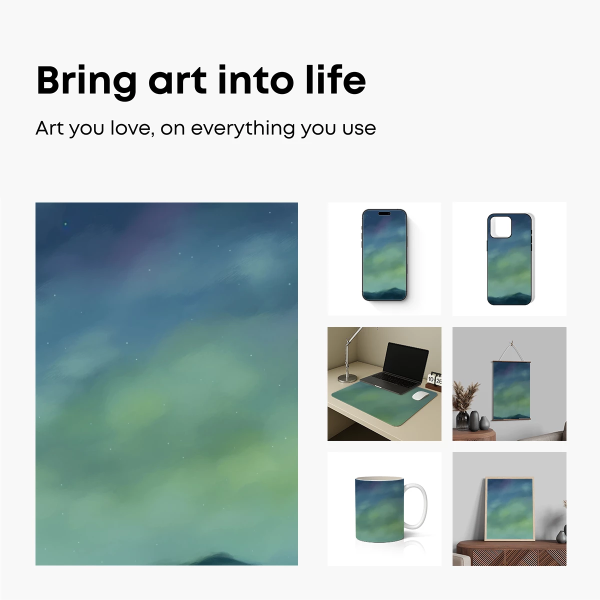 Aurora's Whisper: Ethereal Clouds and Starlit Skies - Image 2