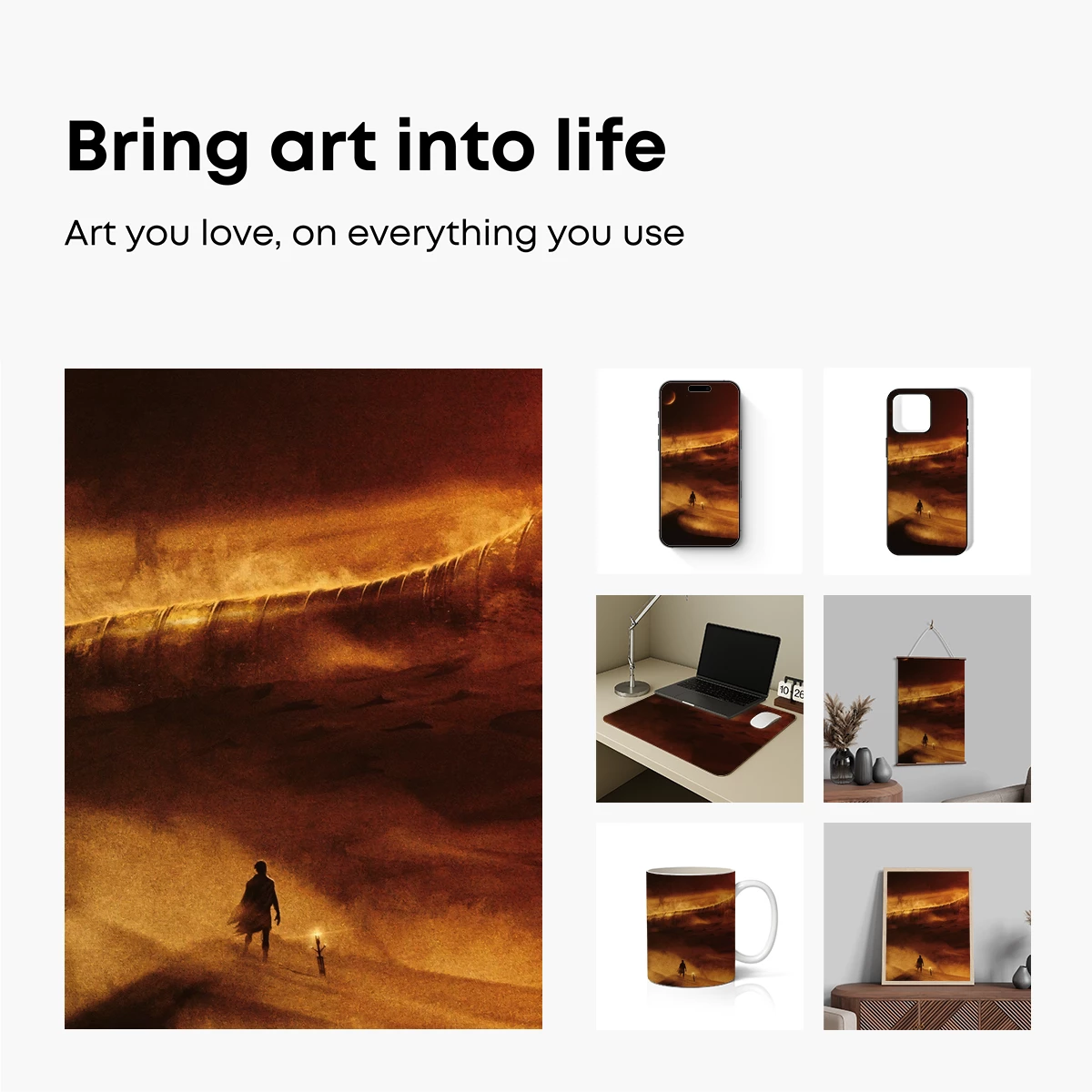 Desert Wanderer Under Crimson Skies