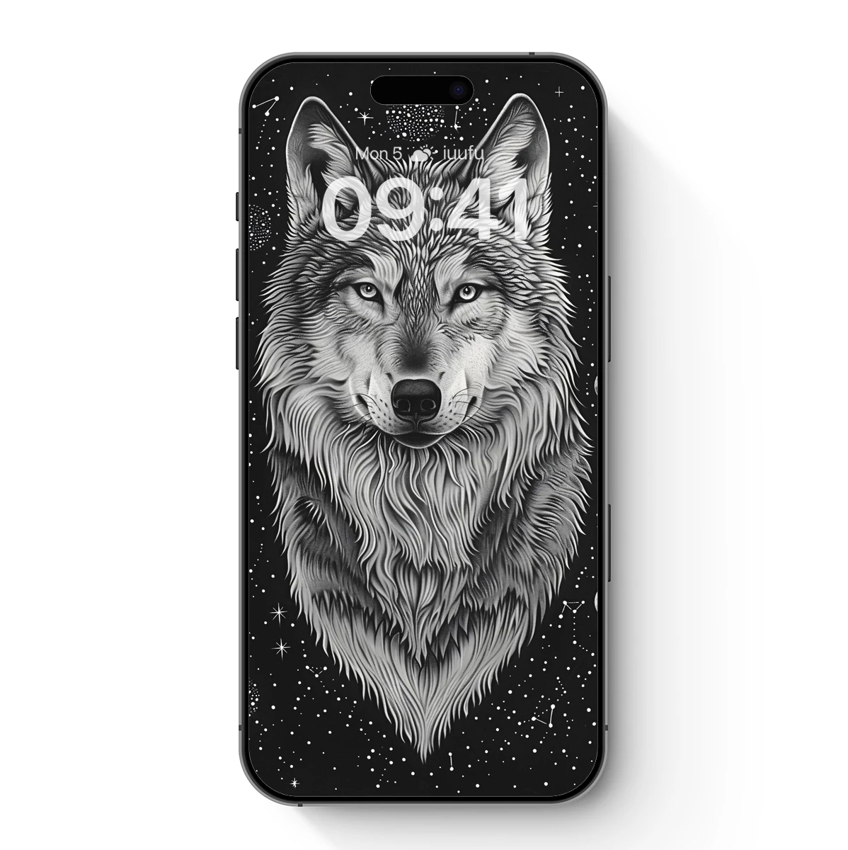 Ethereal Wolf in Starlit Night