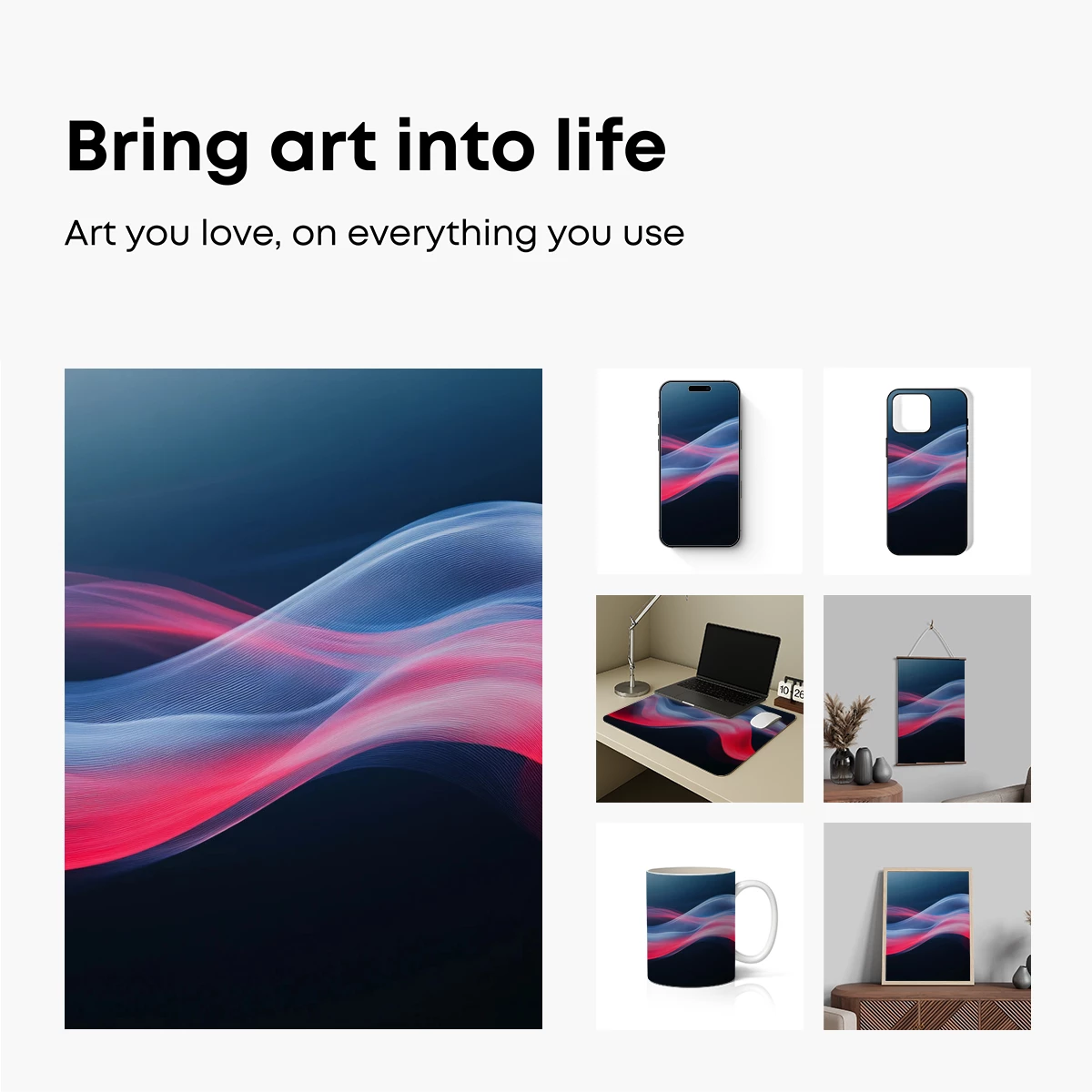 Ethereal Wave Symphony: Red and Blue Abstract Flow - Image 2