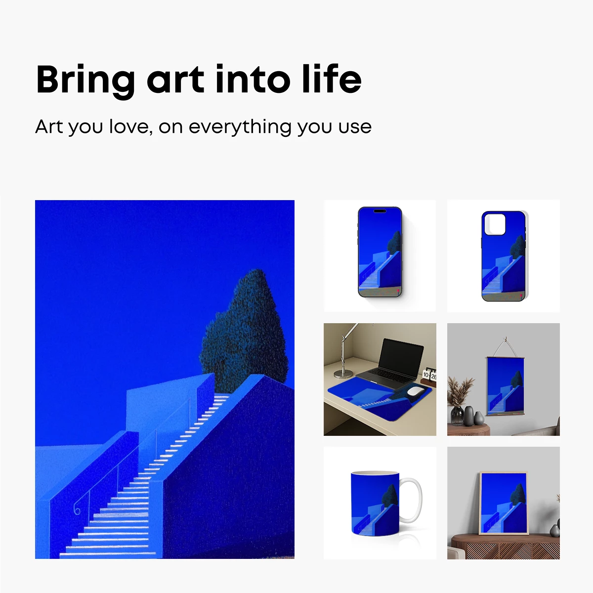 Blue Staircase Elegy: Minimalist Twilight - Image 2
