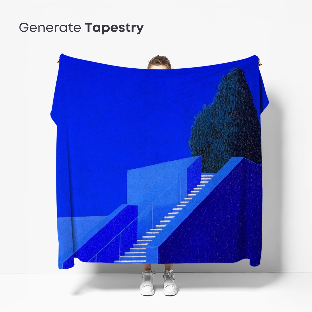 Blue Staircase Elegy: Minimalist Twilight - Image 5