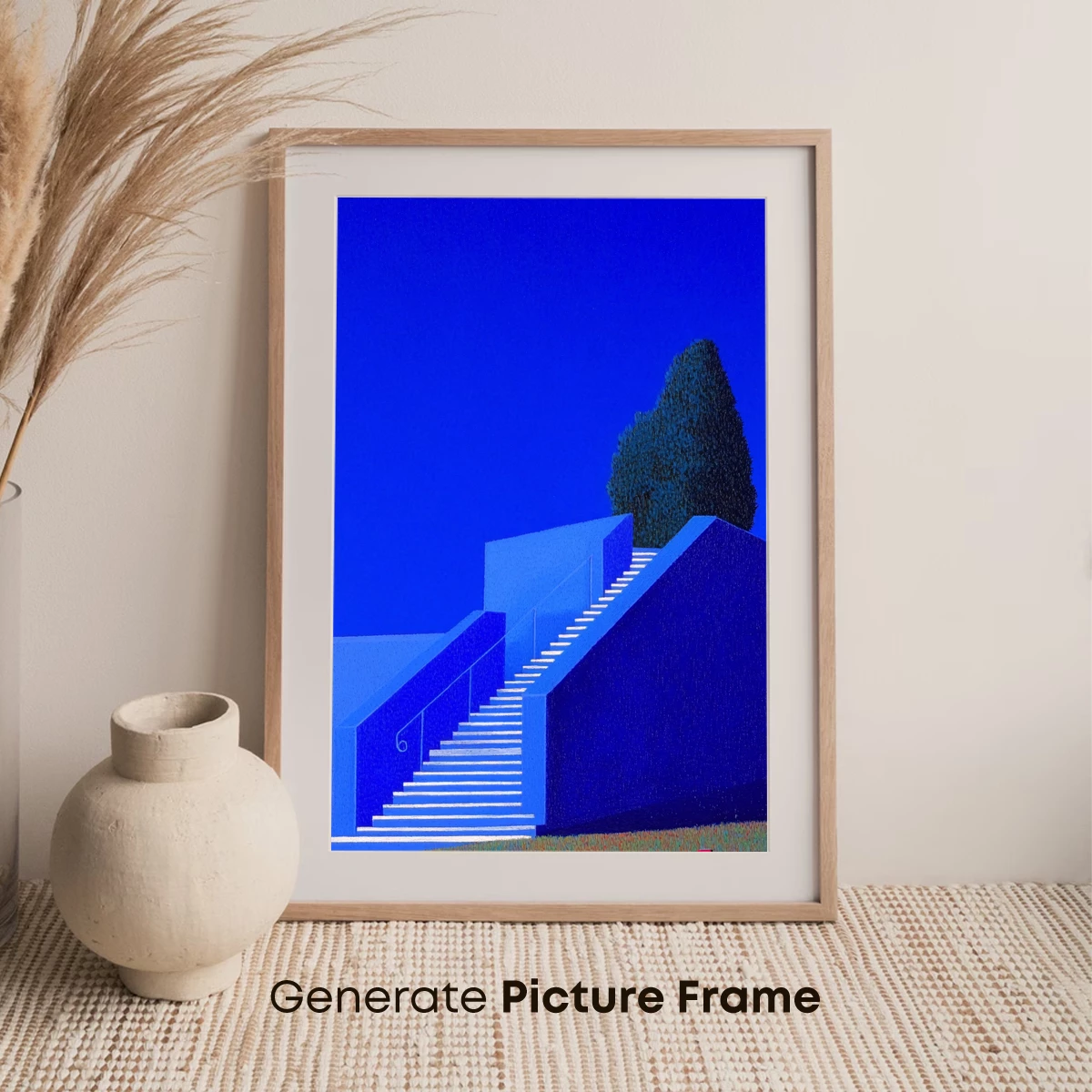 Blue Staircase Elegy: Minimalist Twilight - Image 7