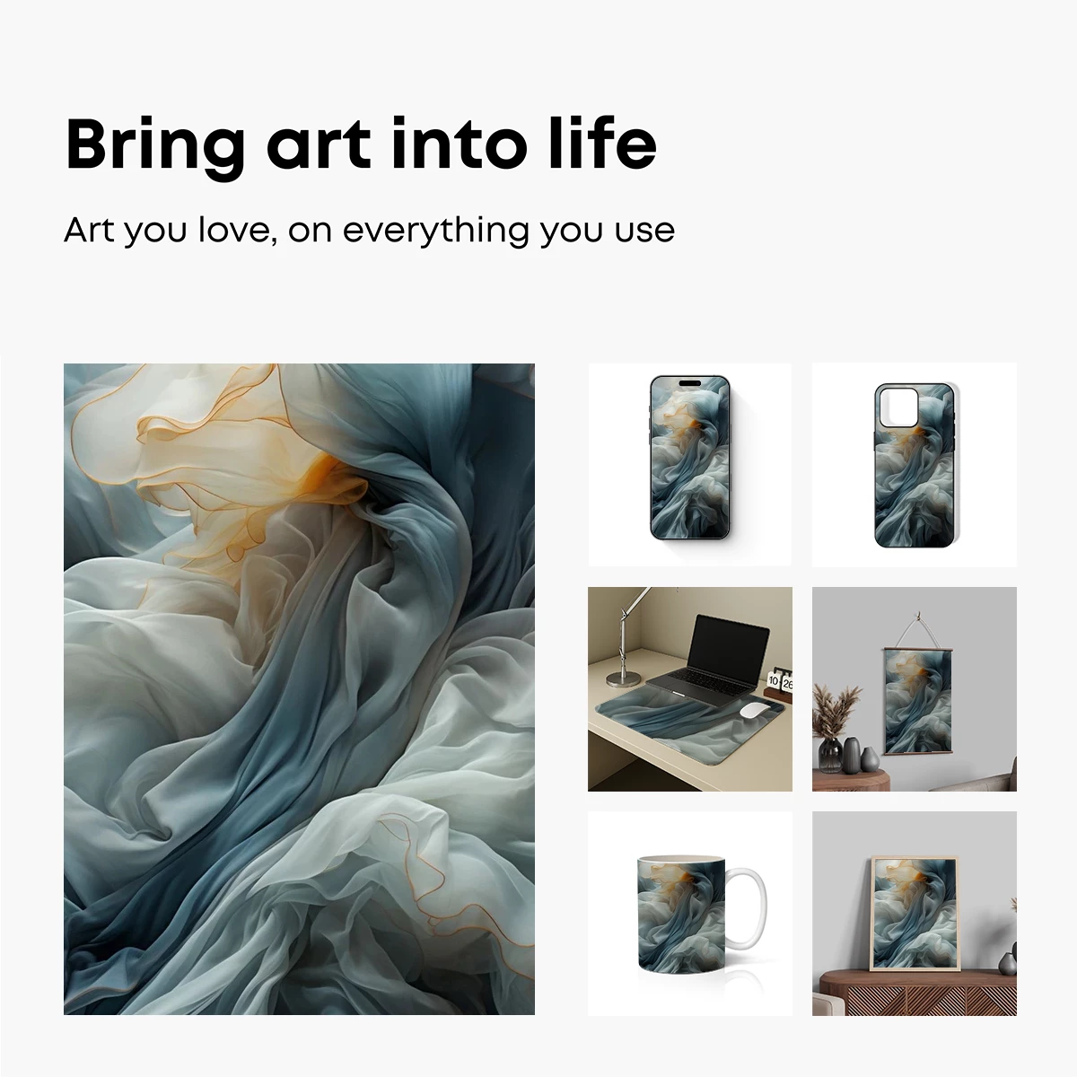 Ethereal Silk Symphony: Flowing Fabric in Dreamlike Hues - Image 2