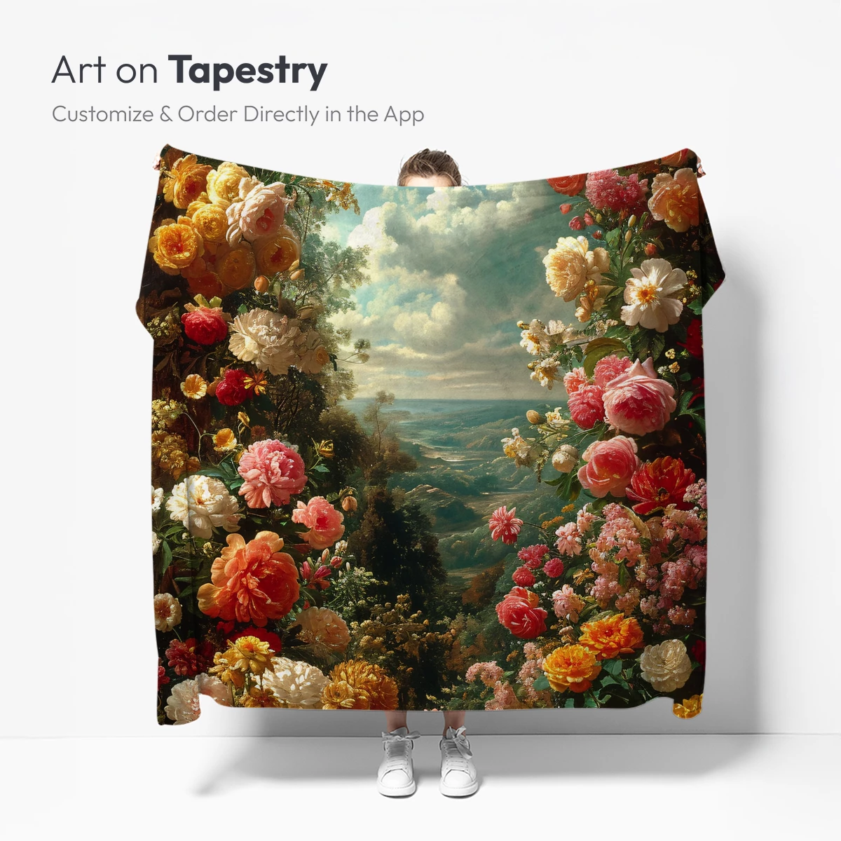 Floral Archway to Serenity: A Painterly Landscape Framed by Blooms - Image 5