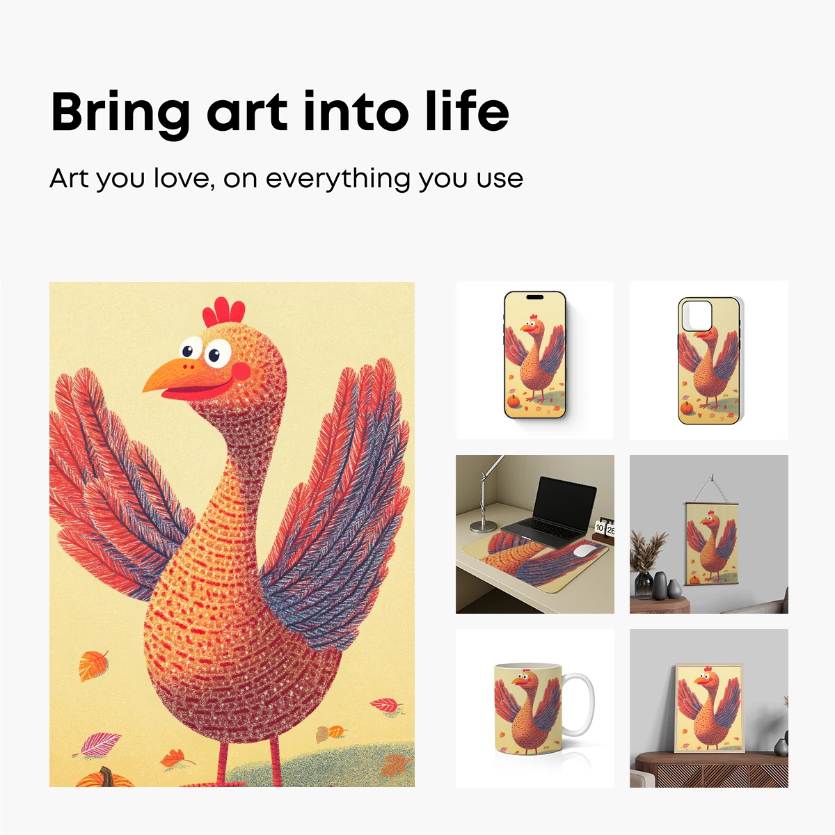 Autumnal Rooster: Festive Feathers and Pumpkin Patch - Image 2