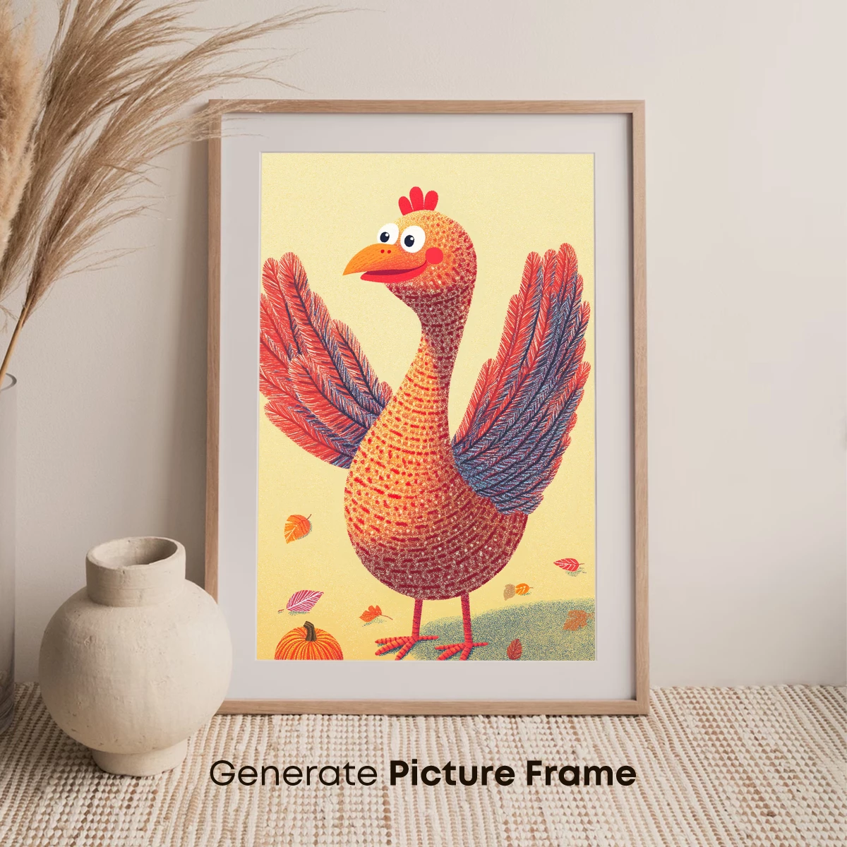Autumnal Rooster: Festive Feathers and Pumpkin Patch - Image 7