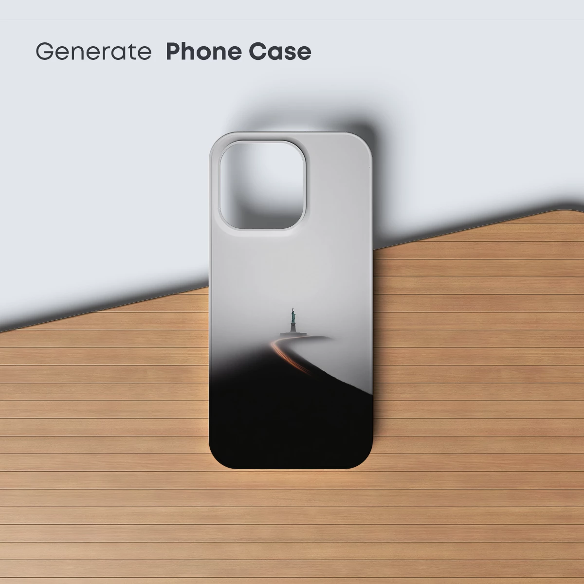 Foggy Path to Liberty: Ethereal Statue Silhouette - Image 3