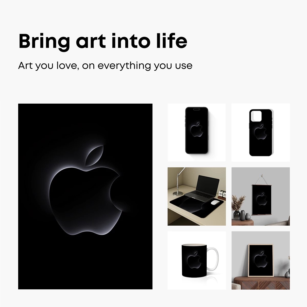 Ethereal Apple Silhouette: Neon Glow in Darkness - Image 2