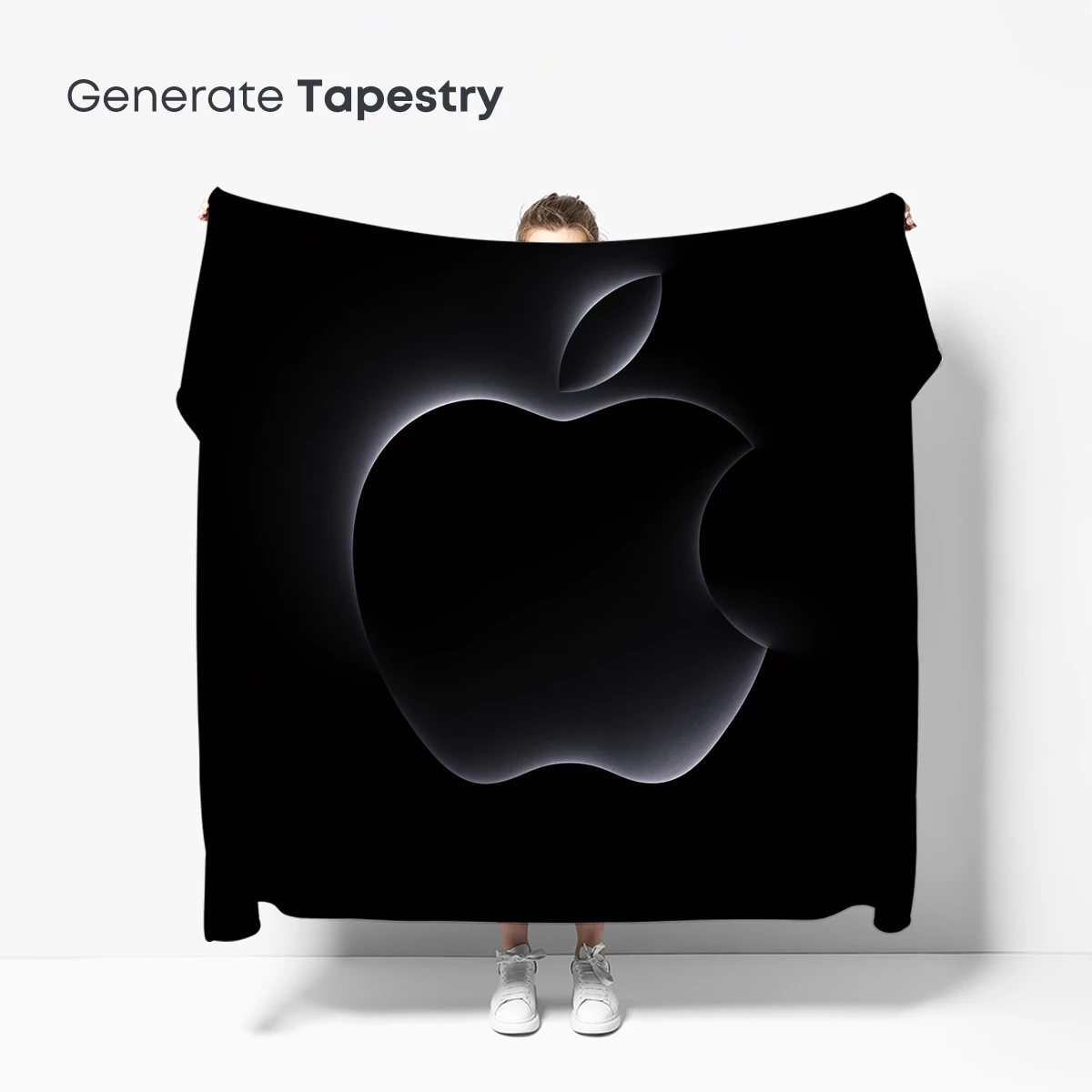 Ethereal Apple Silhouette: Neon Glow in Darkness - Image 5