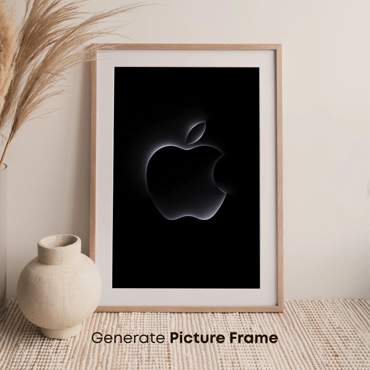Ethereal Apple Silhouette: Neon Glow in Darkness - Image 7