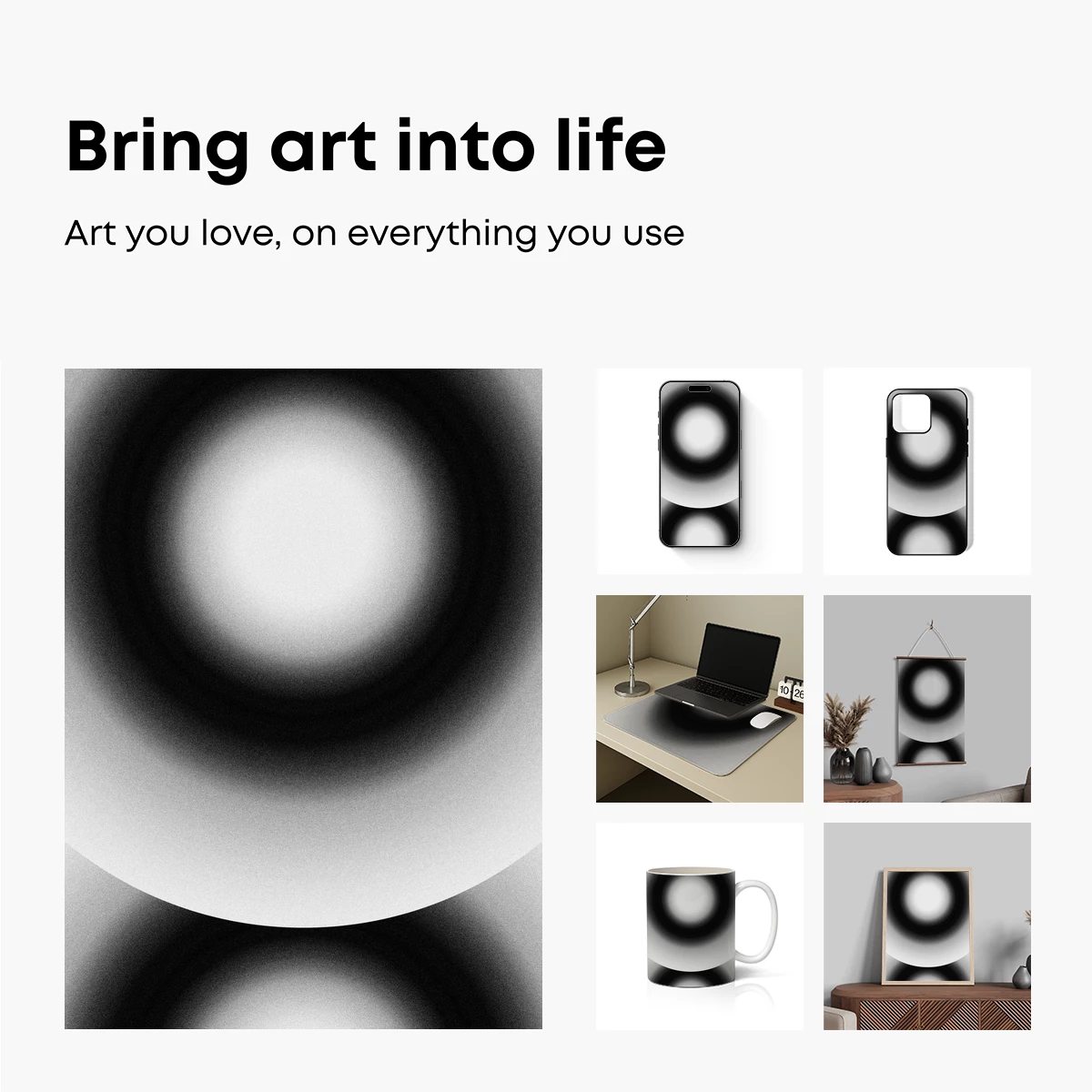 Eclipse of Light: Abstract Grayscale Circles - Image 2