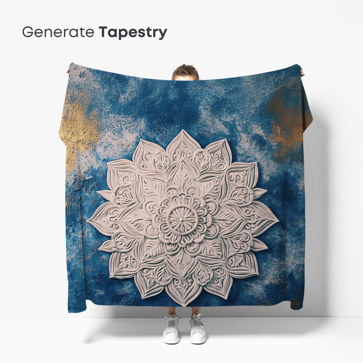 Ethereal Mandala on Azure Canvas - Image 5