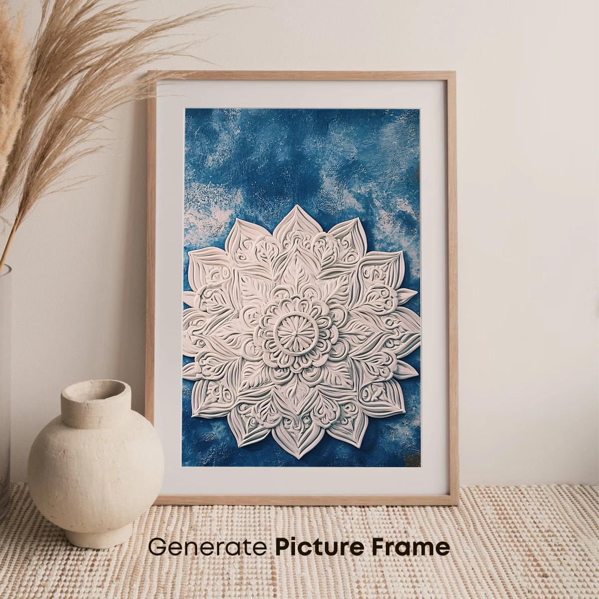 Ethereal Mandala on Azure Canvas - Image 7