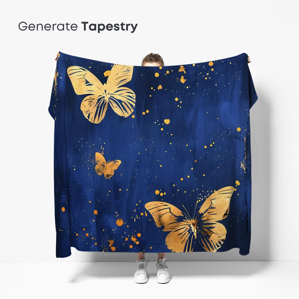Golden Butterflies in Midnight Blue - Image 5