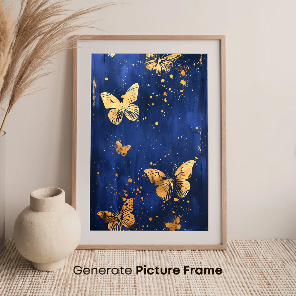 Golden Butterflies in Midnight Blue - Image 7