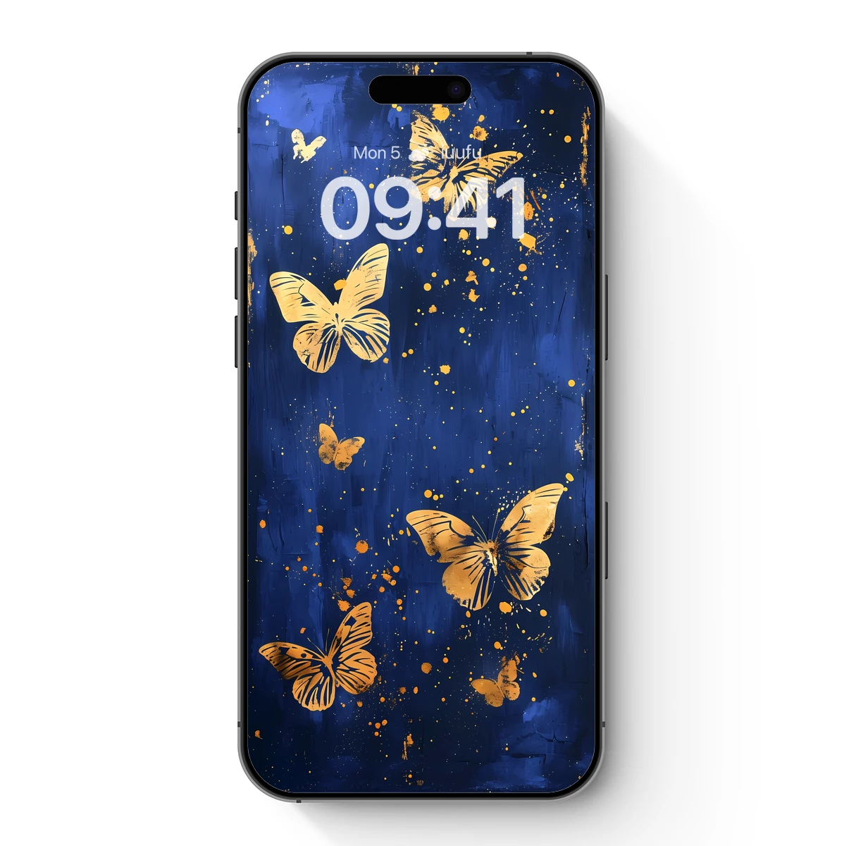Golden Butterflies in Midnight Blue Golden Butterflies in Midnight Blue