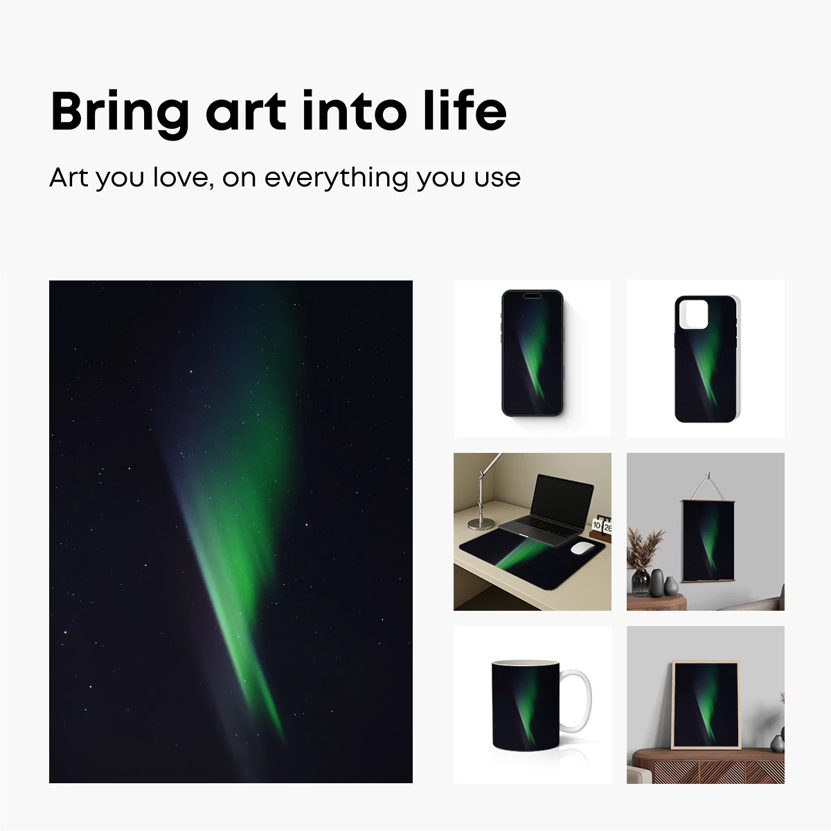 Aurora's Green Veil in Starlit Skies - Image 2