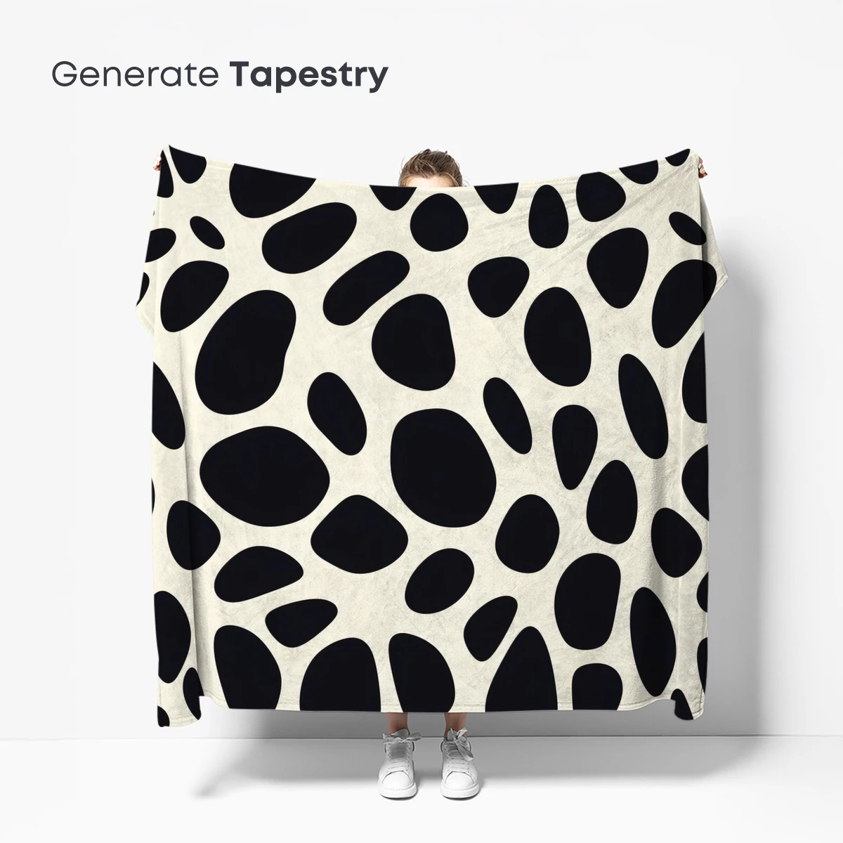 Abstract Pebble Symphony: Organic Black Shapes on Cream - Image 5