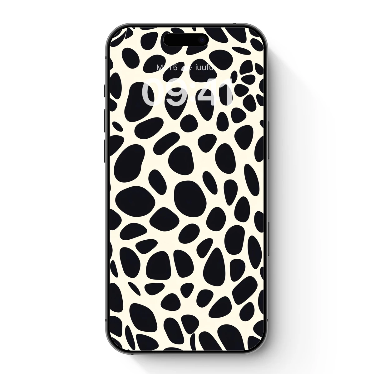 Abstract Pebble Symphony: Organic Black Shapes on Cream