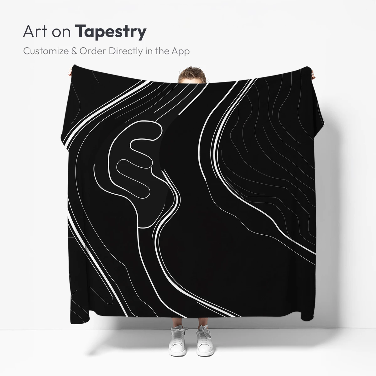 Contour Elegance: White Lines on Black Canvas - Image 5