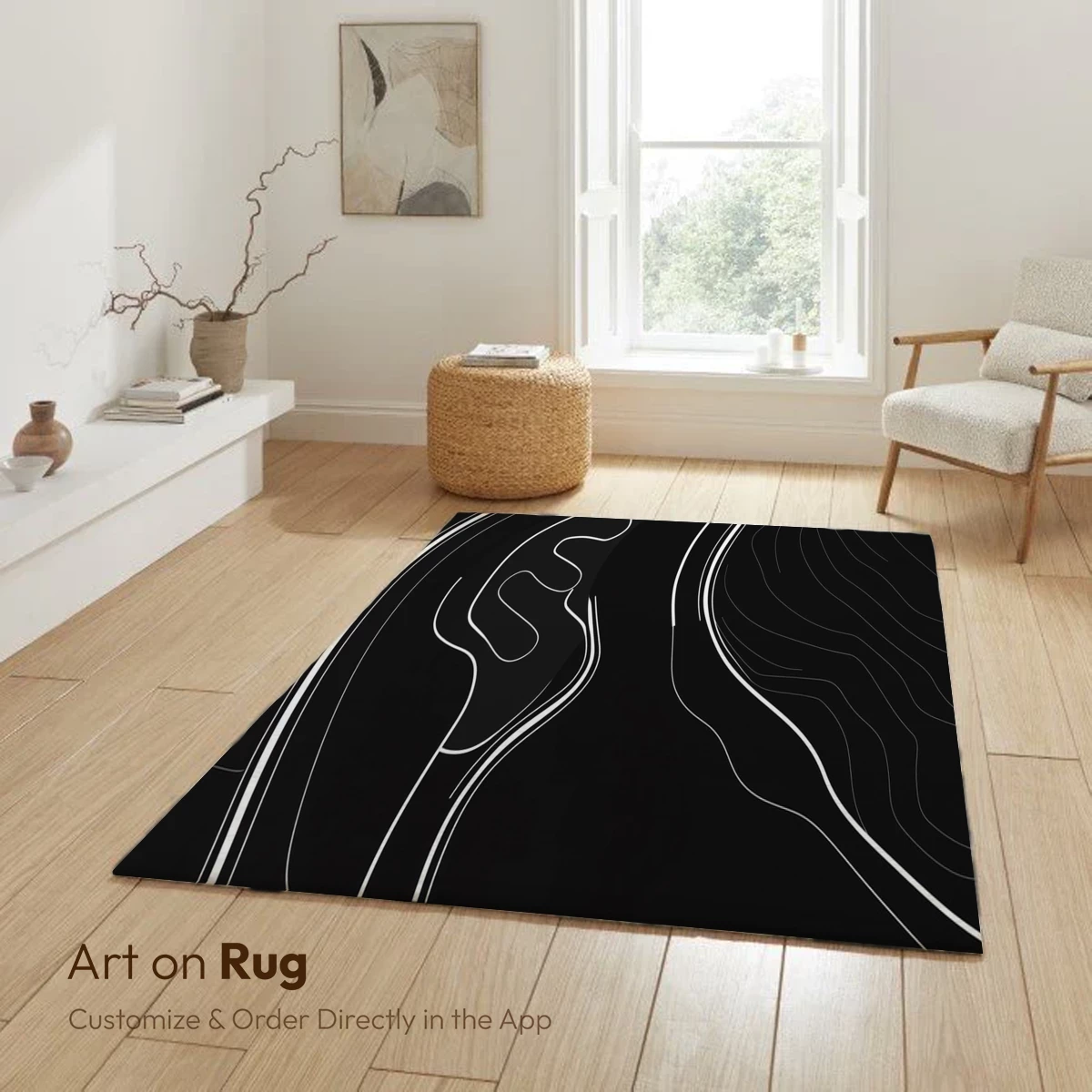Contour Elegance: White Lines on Black Canvas - Image 6