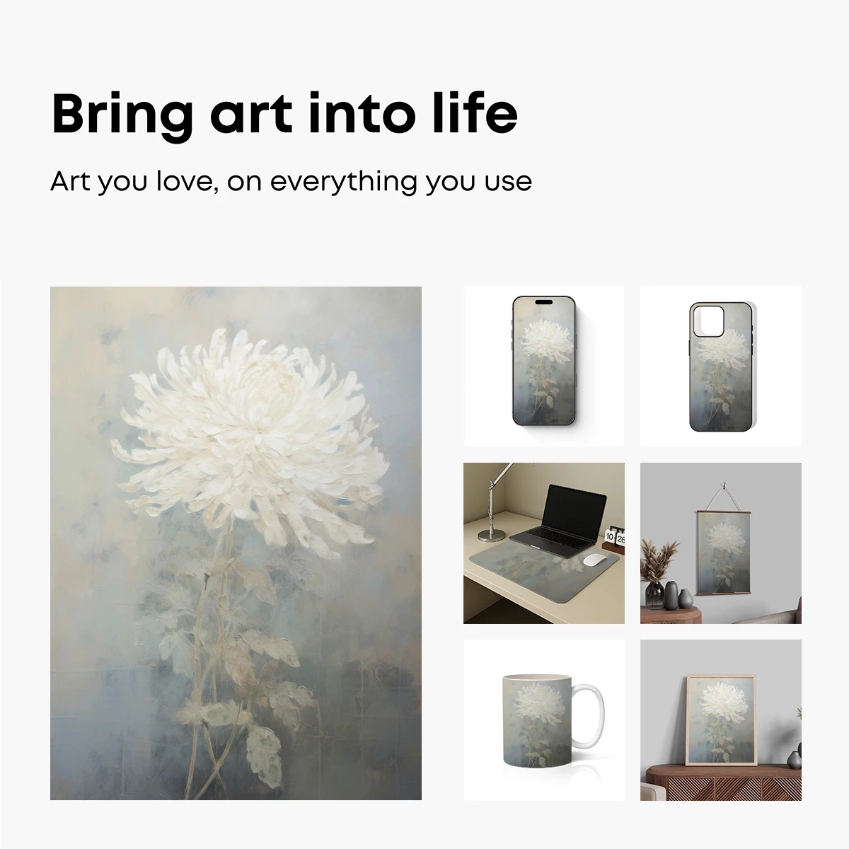 Ethereal White Chrysanthemum: Misty Floral Artistry - Image 2