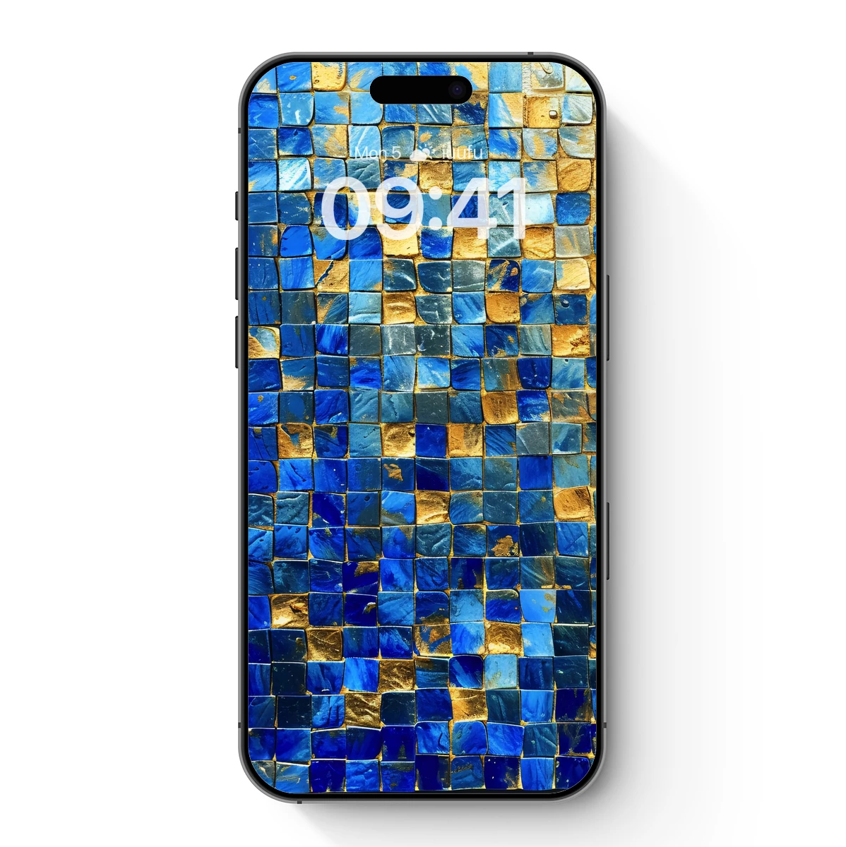 Azure Mosaic Symphony: Golden Flecks and Blue Tiles