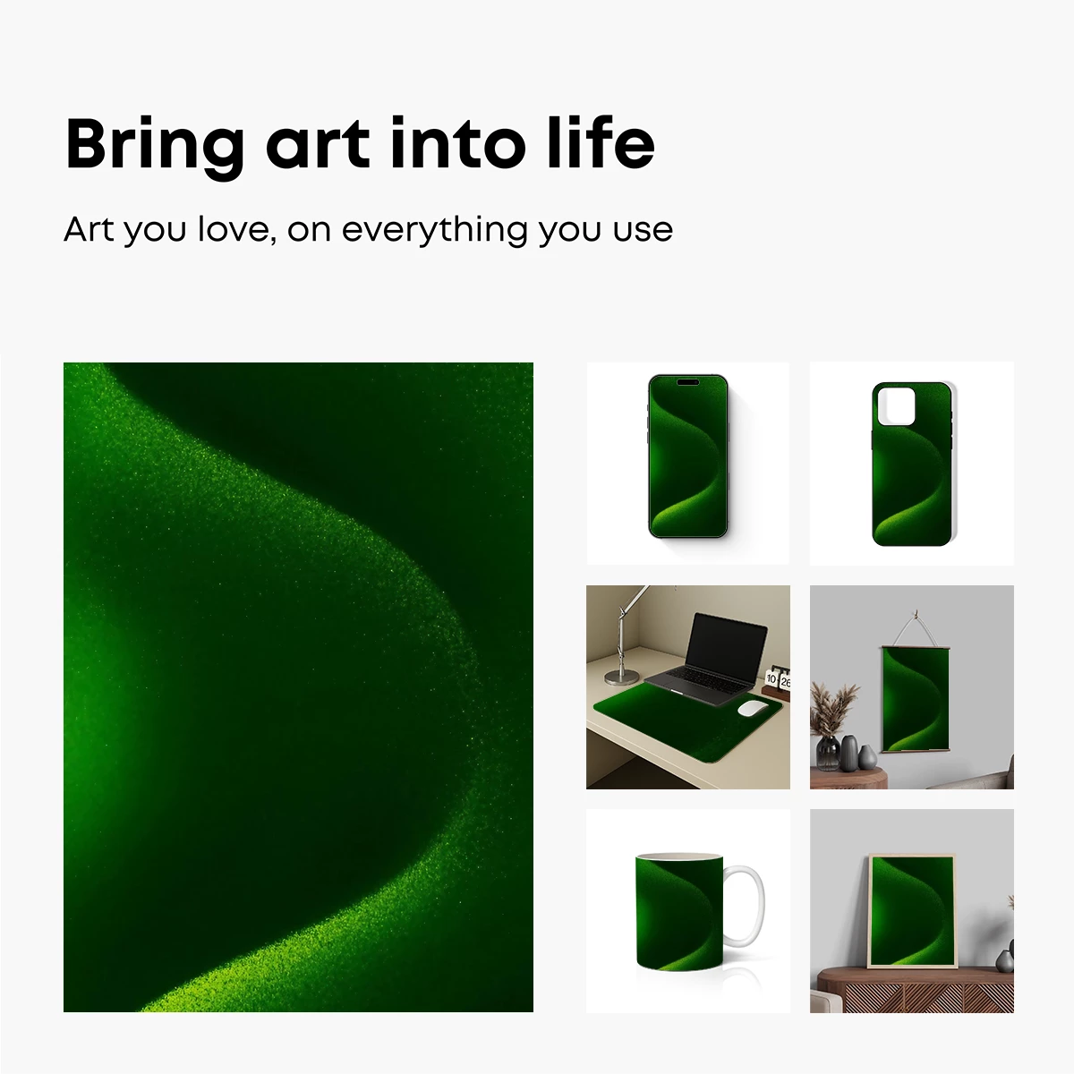 Emerald Whispers: Abstract Green Curves - Image 2