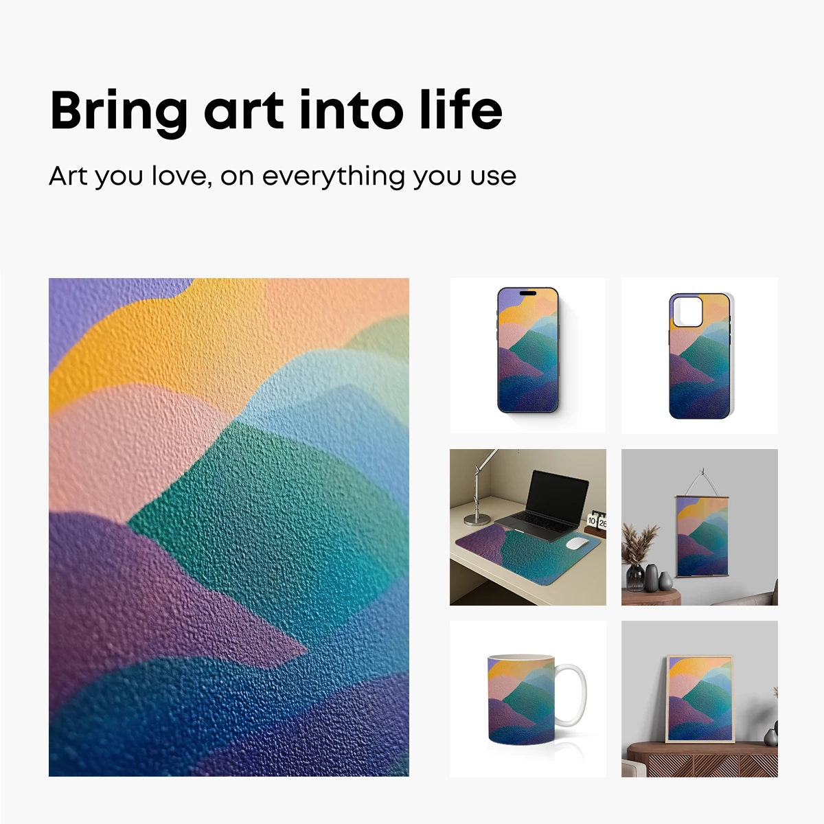 Abstract Color Fusion: Textured Rainbow Waves - Image 2