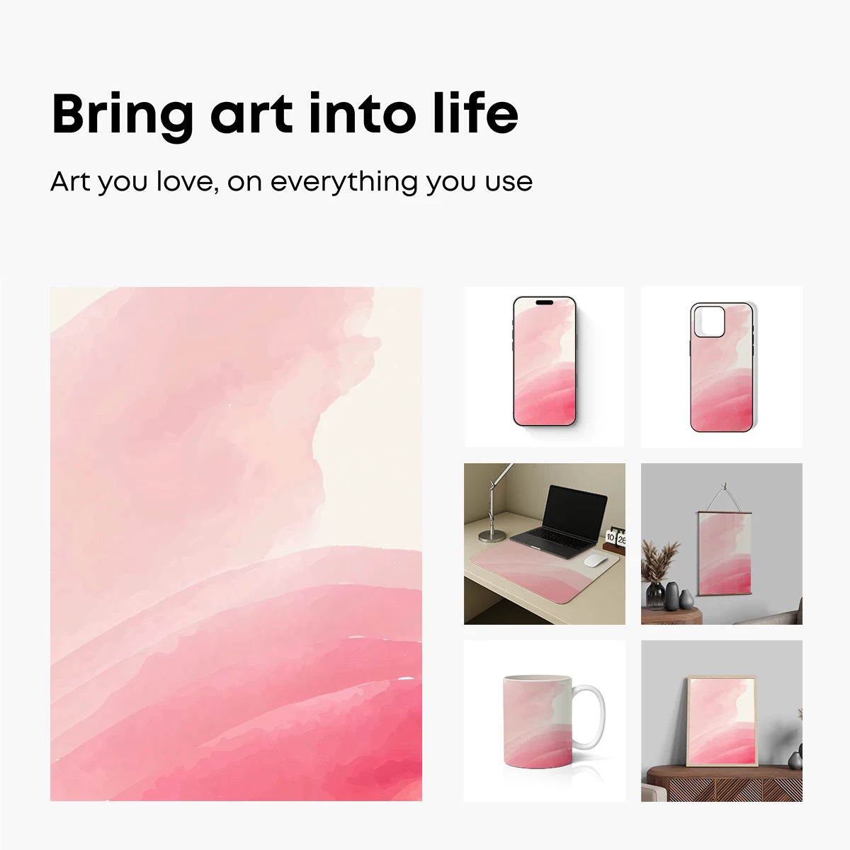 Blush Waves: Abstract Watercolor Flow - Image 2