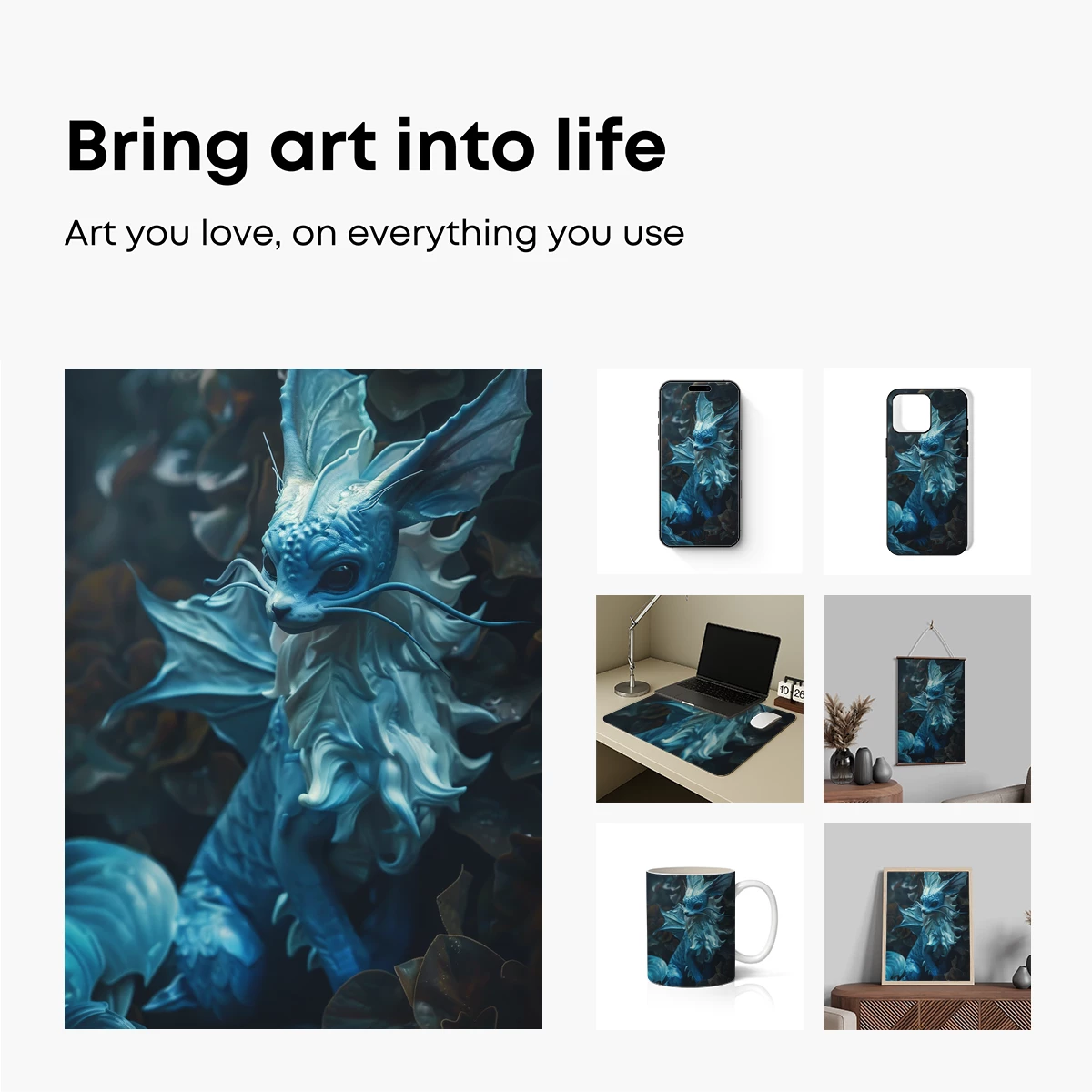 Ethereal Blue Dragon in Mystical Forest - Image 2