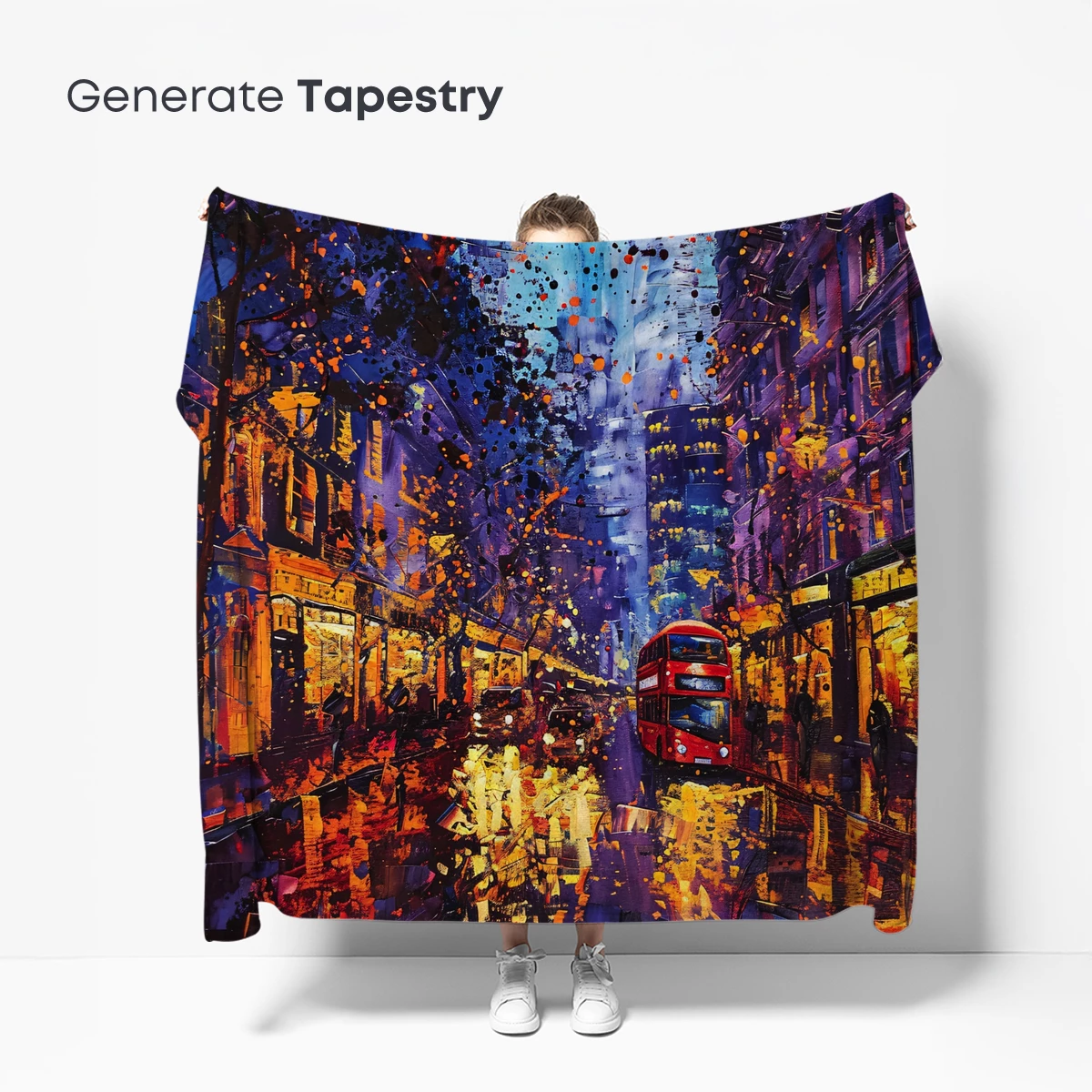 Vibrant Cityscape with Double-Decker Bus: Urban Artistry - Image 5
