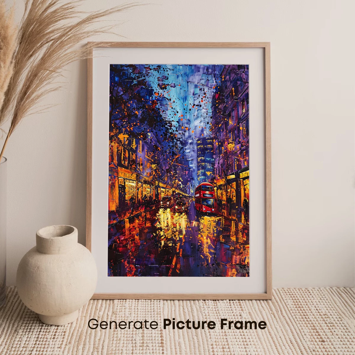 Vibrant Cityscape with Double-Decker Bus: Urban Artistry - Image 7