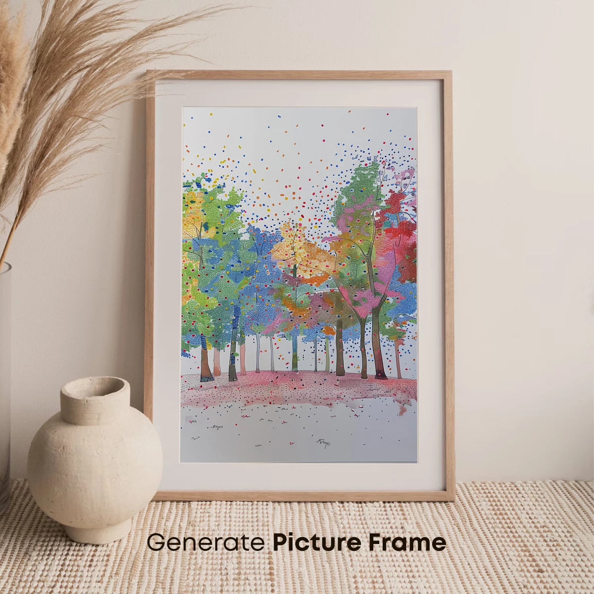 Confetti Forest: A Vibrant Pointillist Wonderland - Image 7