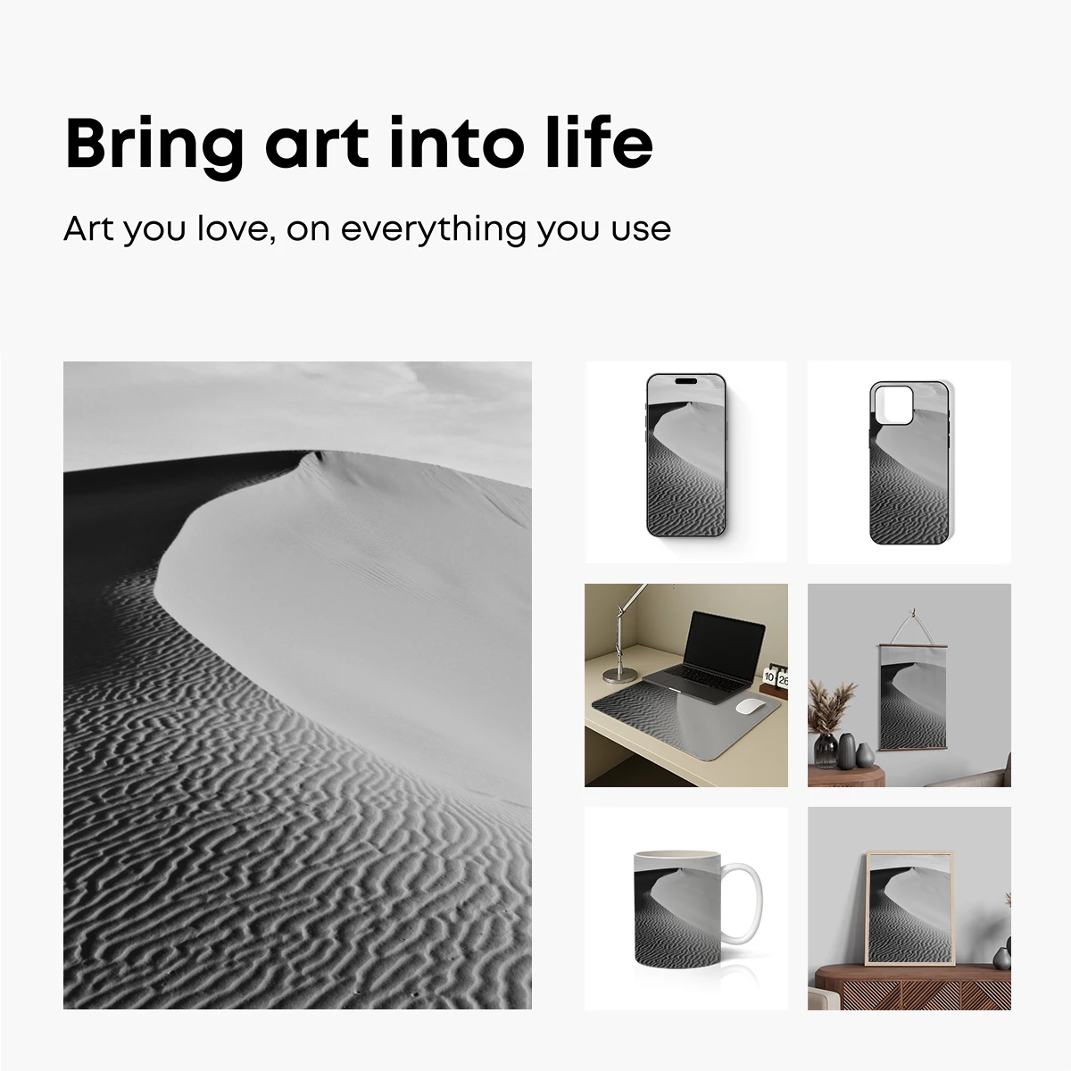 Desert Symphony: Ripples of Sand in Monochrome - Image 2