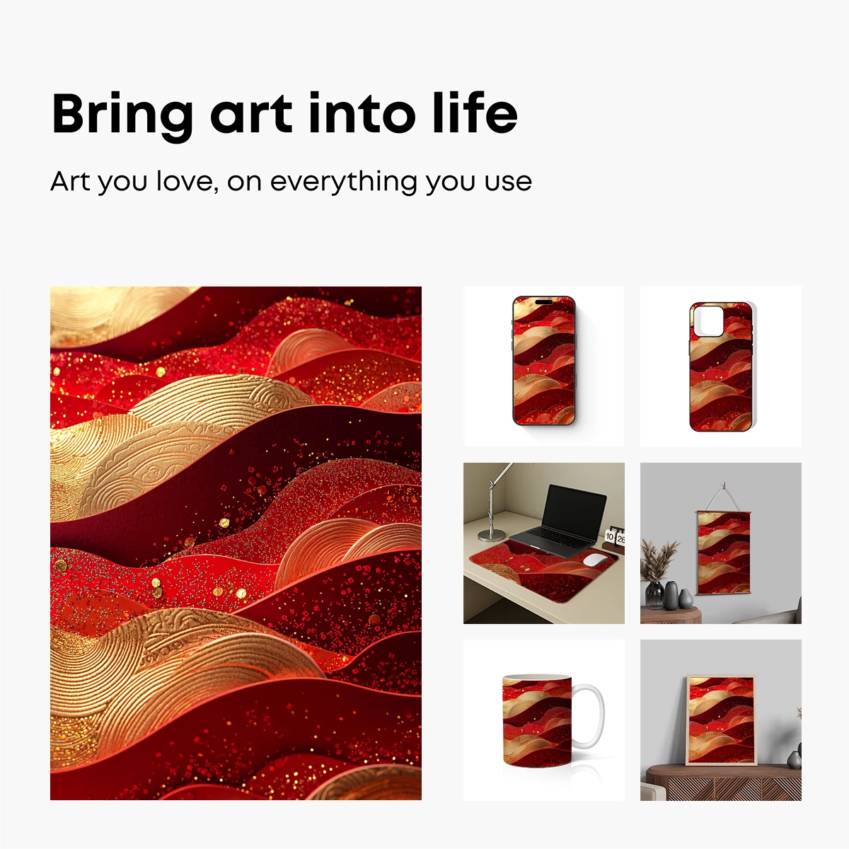 Golden Waves in Crimson Depths