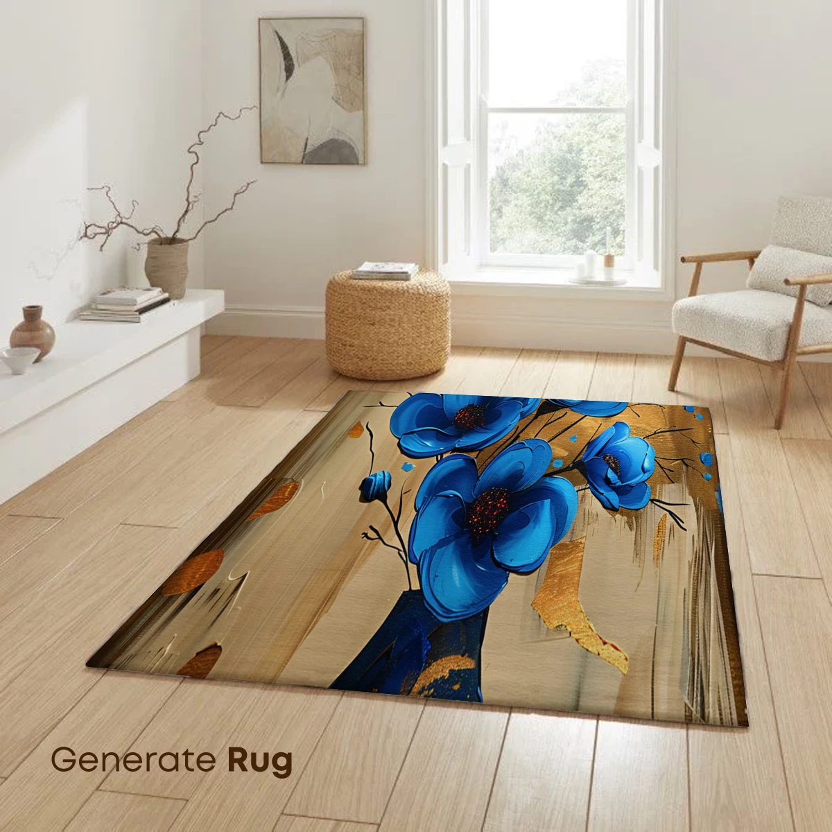 Blue Elegance: Abstract Floral Artistry - Image 6