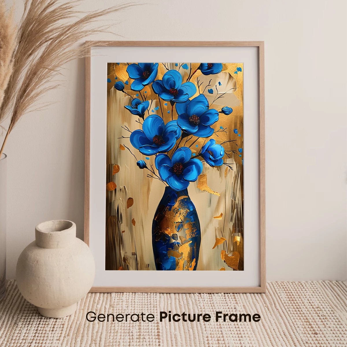 Blue Elegance: Abstract Floral Artistry - Image 7