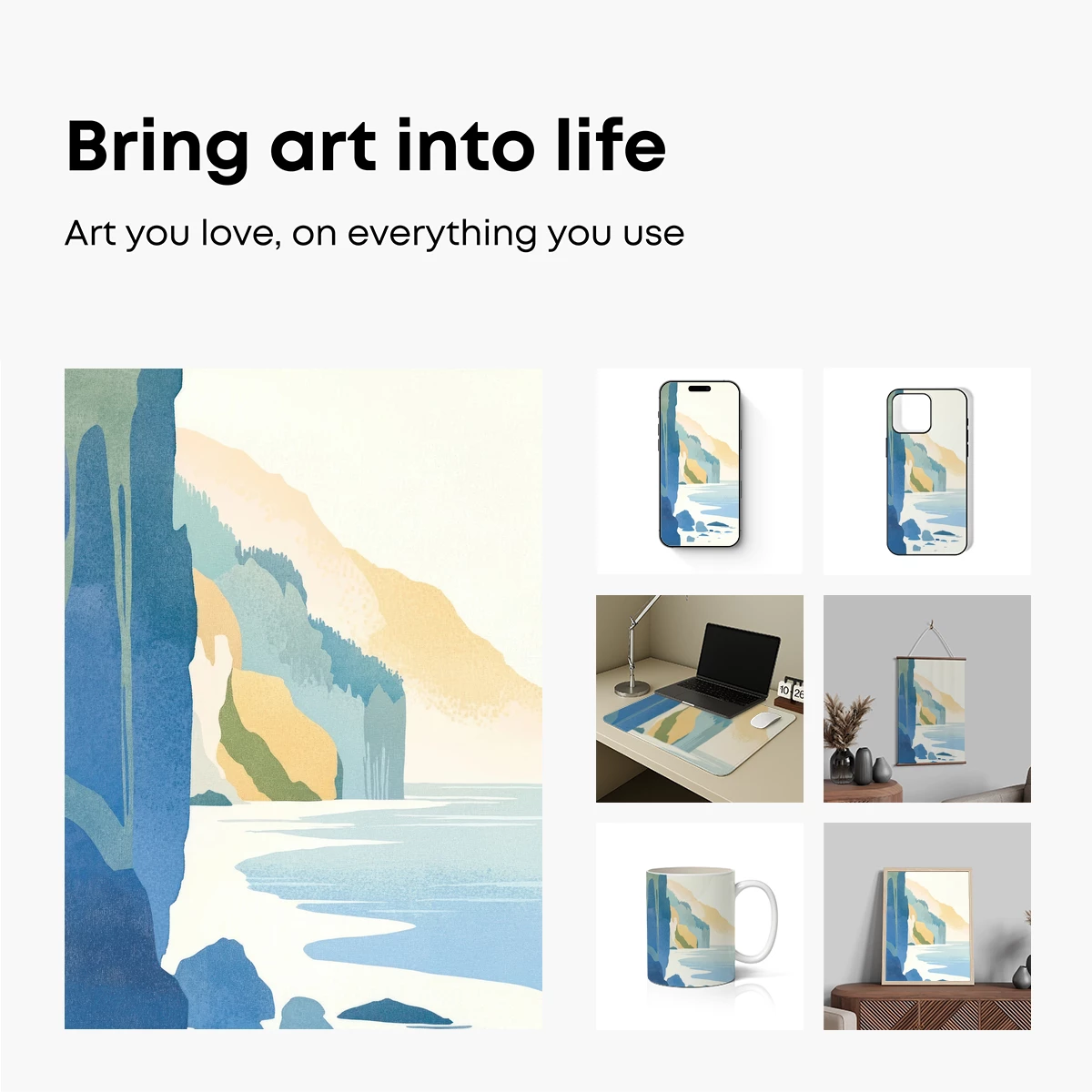 Cliffside Serenity: Coastal Calm in Abstract Layers - Image 2